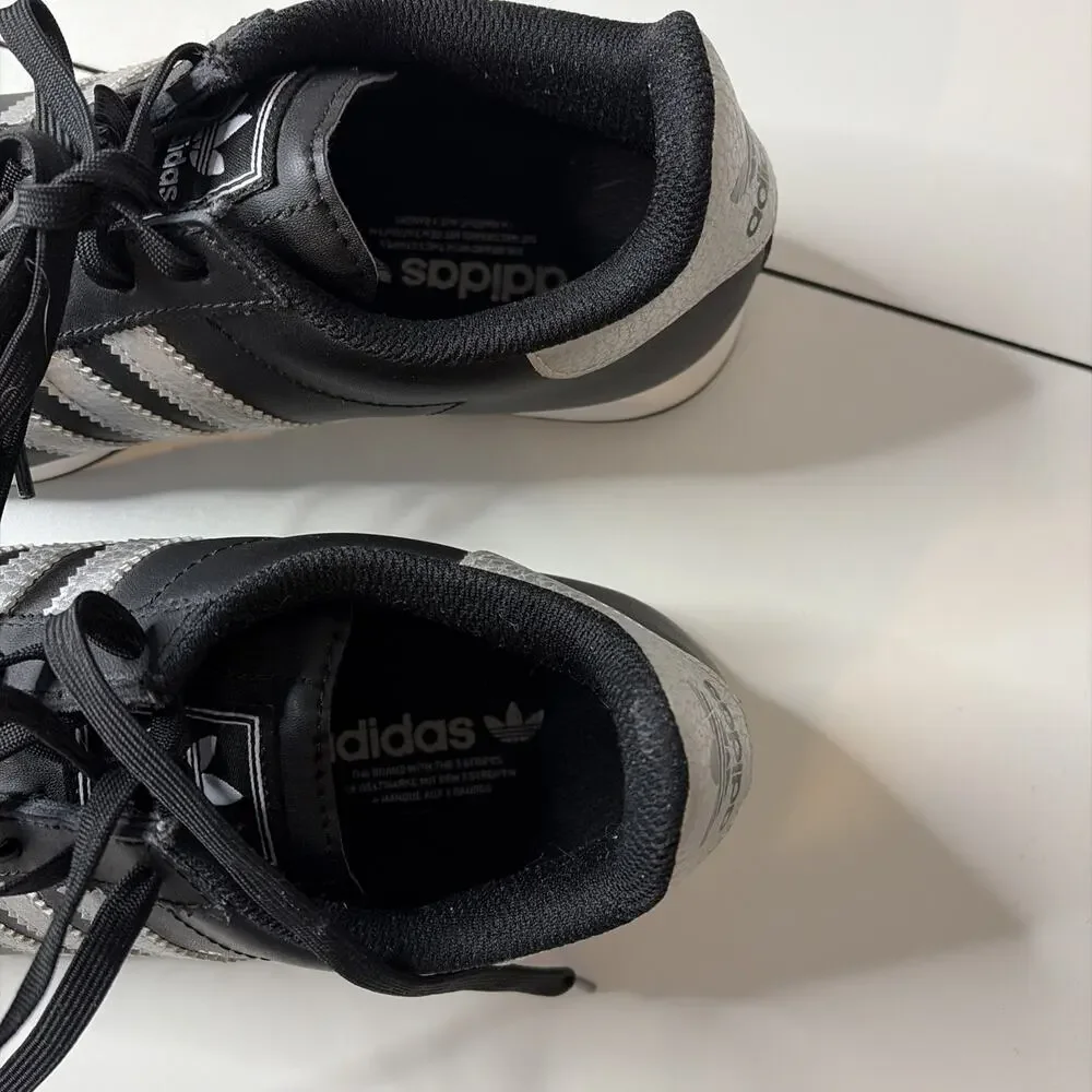 Adidas Originals Samoa J Women's Casual Sneakers Black -Triple Silver, Size 7